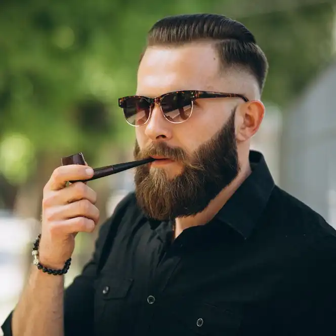 Home 18 Bearded man smoking pipe and Best Hair Style